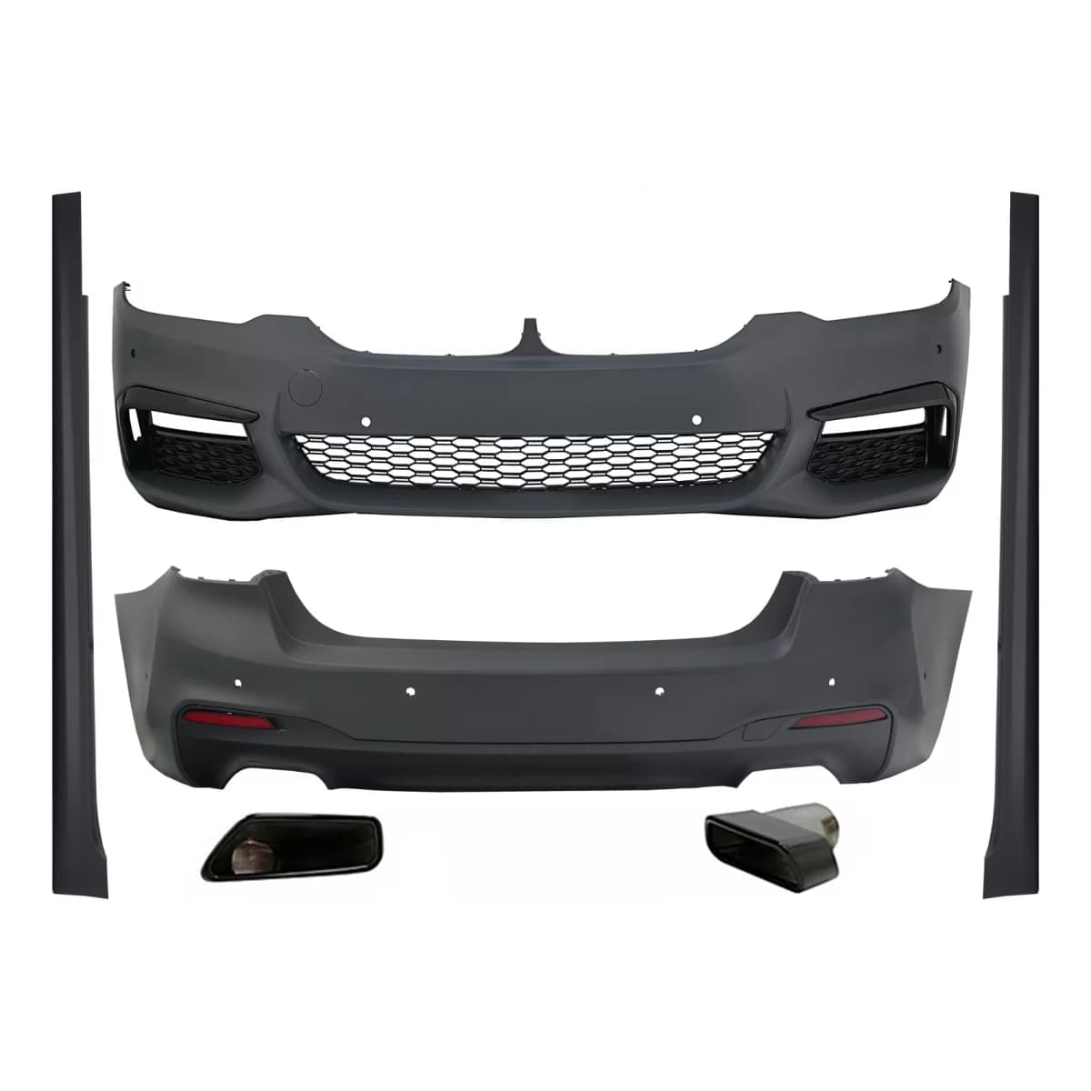 Complete Body Kit suitable for BMW 5 Series G30 (2017-2019) with Exhaust Muffler Tips M-Tech Design Without Distronic