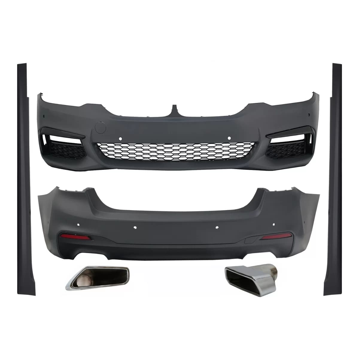 Complete Body Kit suitable for BMW 5 Series G30 (2017-2019) with Exhaust Muffler Tips M-Tech Design Without Distronic