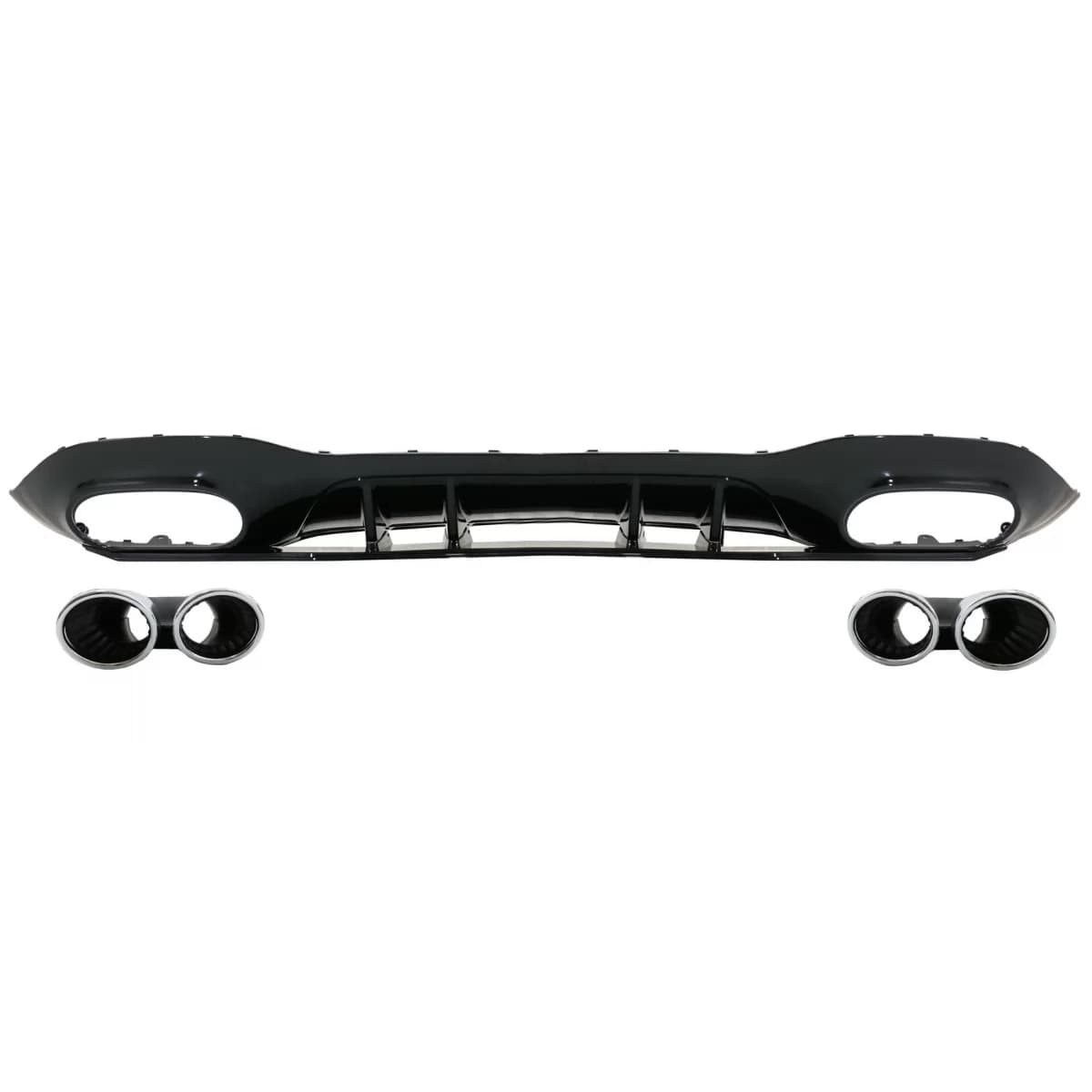 Rear Bumper Valance Diffuser suitable for Mercedes A-Class W177 Hatchback (2018-Up) Chrome Exhaust Muffler Tips