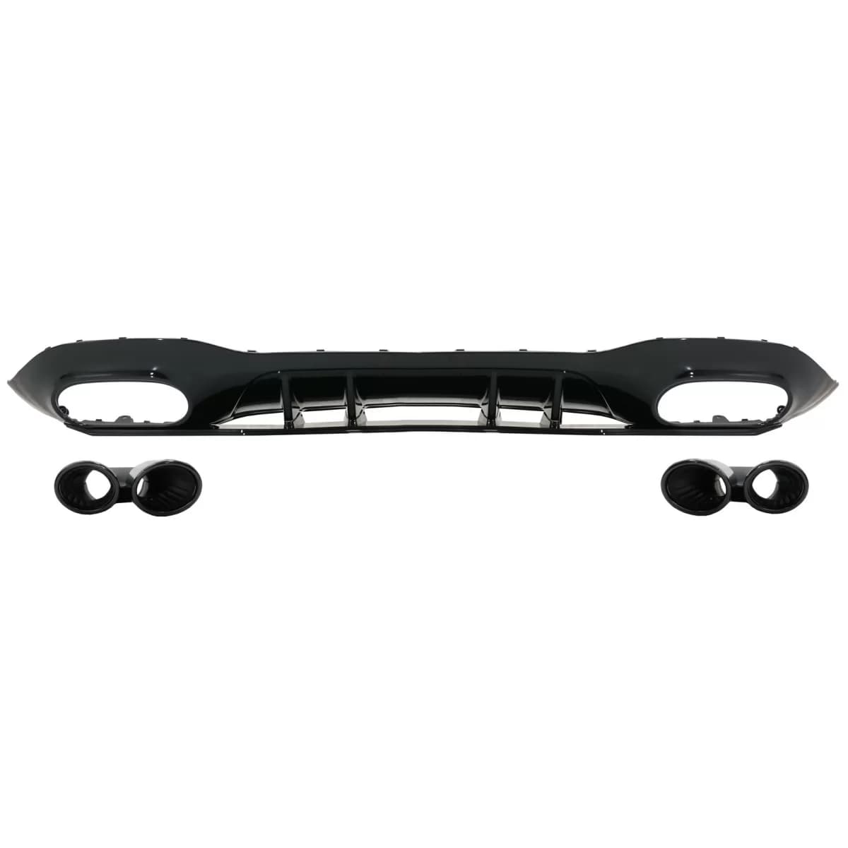 Rear Bumper Valance Diffuser suitable for Mercedes A-Class W177 Hatchback (2018-Up) Black Exhaust Muffler Tips