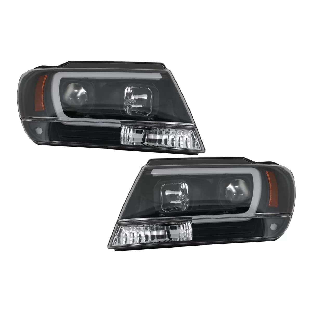 LED Headlights suitable for Jeep Grand Cherokee (1999-2004) Tube Light Black