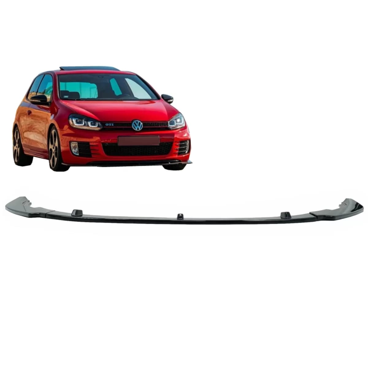 Front Bumper Lip Extension Spoiler suitable for VW Golf VI 6 MK6 (2009-2013) GTI Design Piano Black