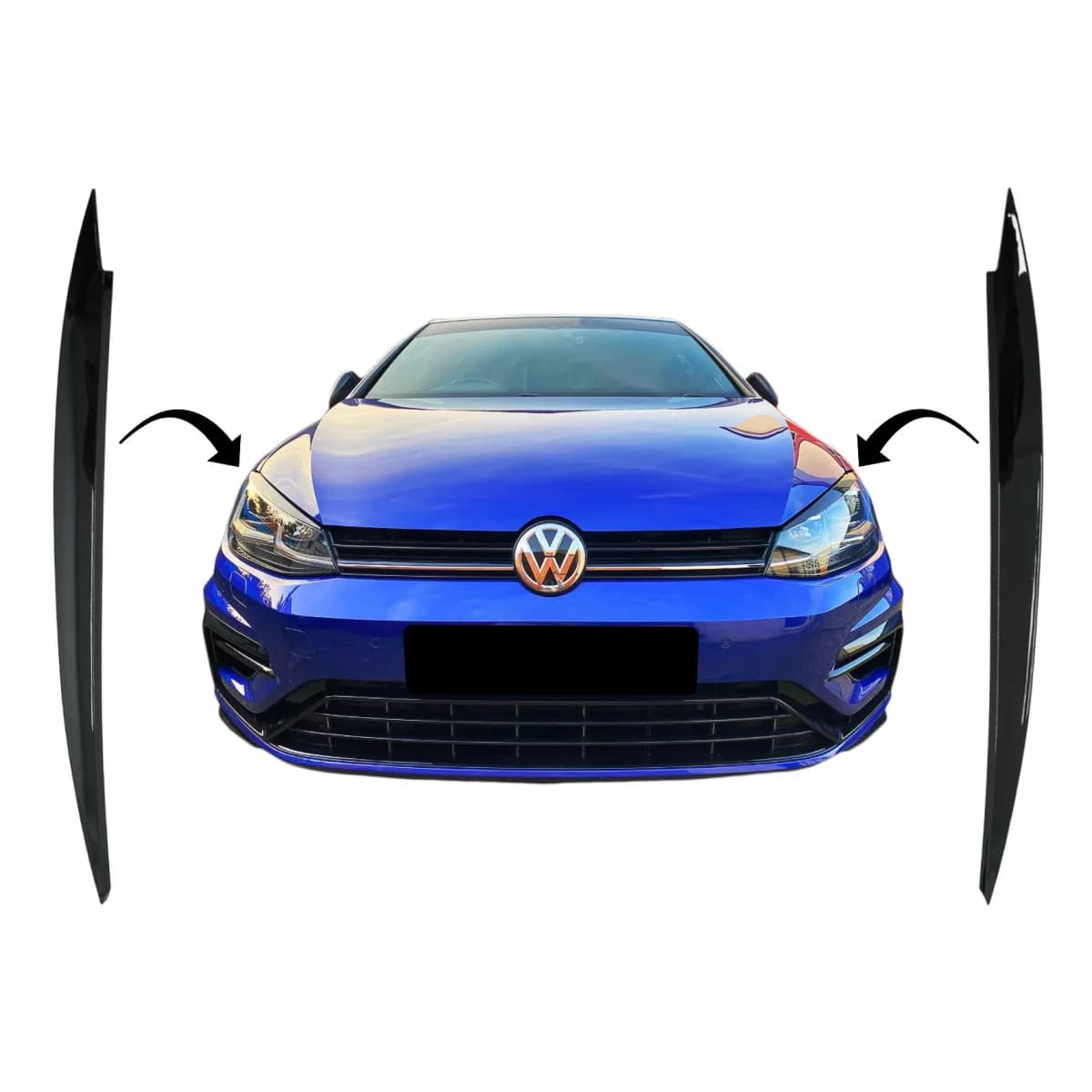 Headlights Eyebrows suitable for VW Golf VII 7 5G (2013-2017) Piano Black