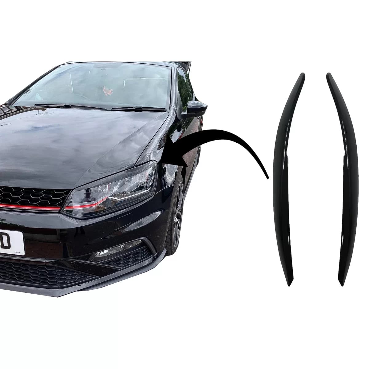 Headlights Eyebrows suitable for VW Polo 6R 6C (2009-2017) Piano Black