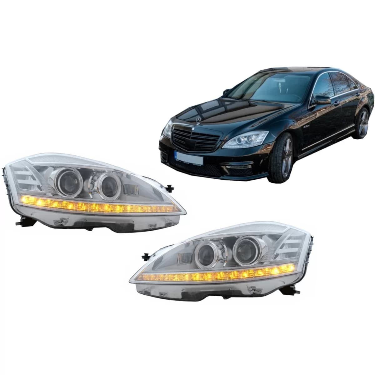 LED Headlights suitable for Mercedes S-Class W221 (2005-2009) Facelift Look LHD