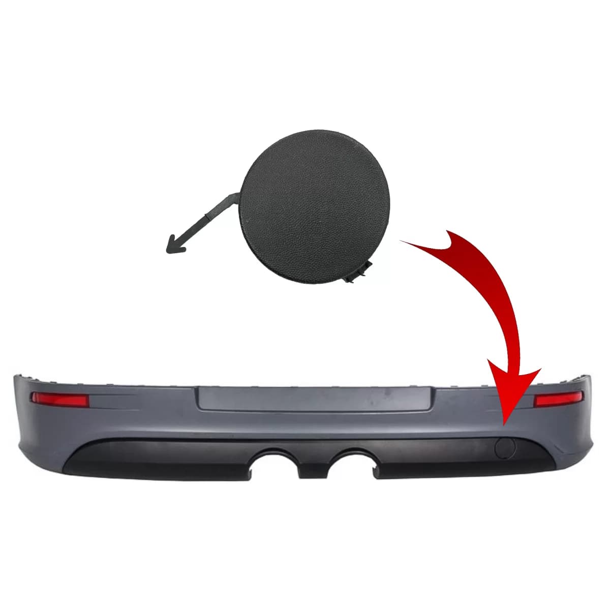 Tow Hook Cover Rear Bumper Extension suitable for VW Golf 5 V (2003-2007) R32 Design