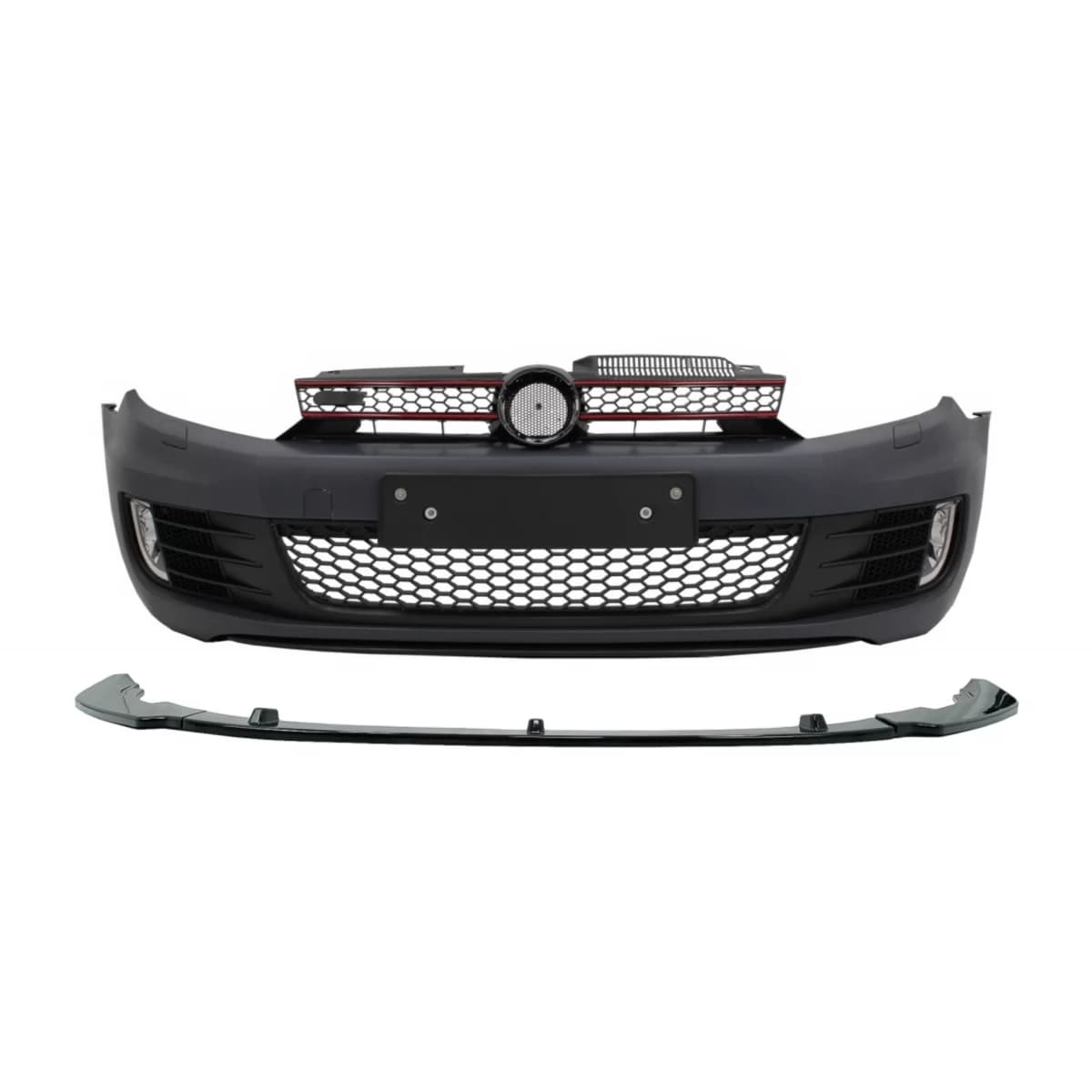 Front Bumper with Lip Extension Spoiler Piano Black suitable for VW Golf VI Golf 6 (2008-2013) GTI Look