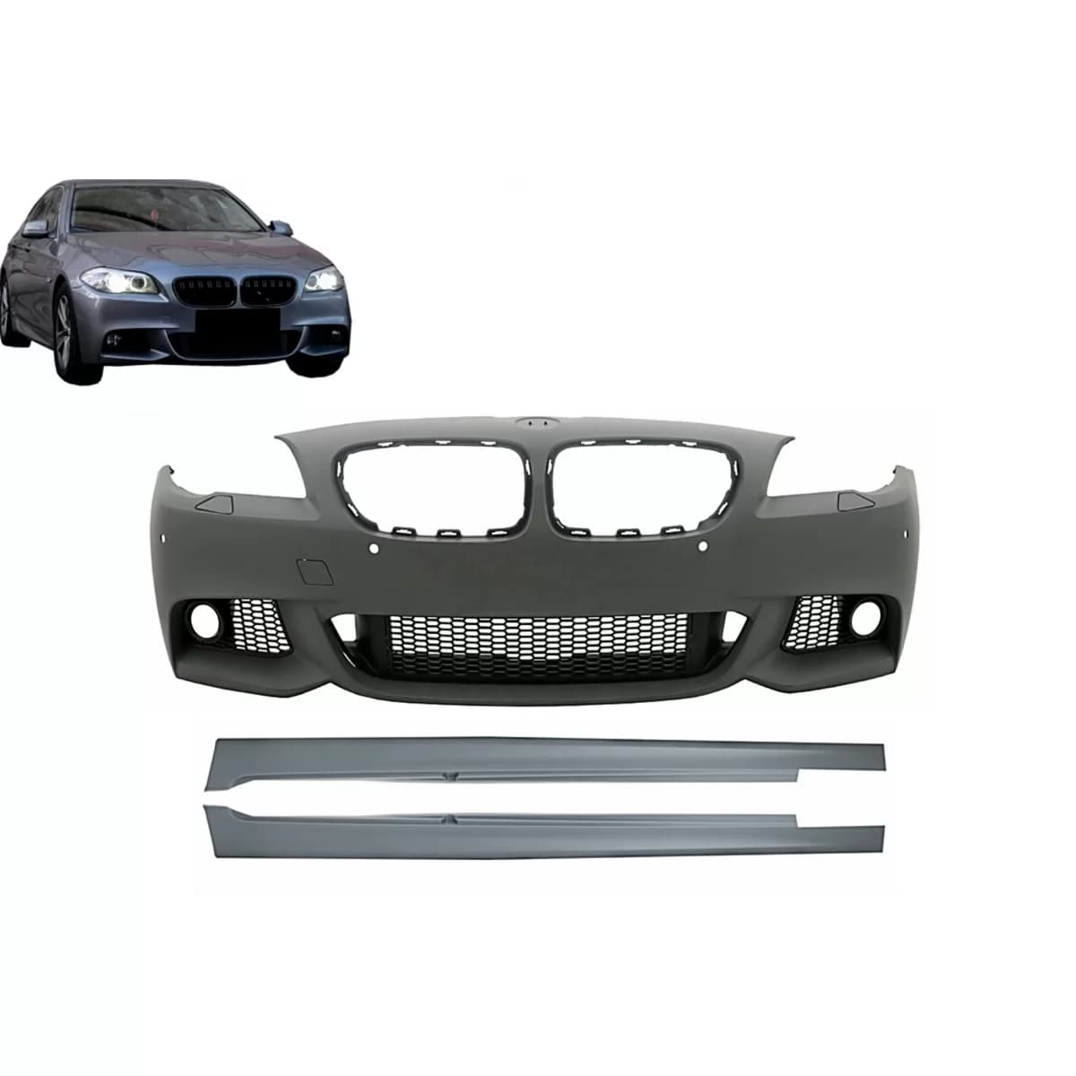 Front Bumper with Side Skirts suitable for BMW 5 Series F10 F11 Non LCI (07.2010-2013) Sedan Touring M-Technik Design