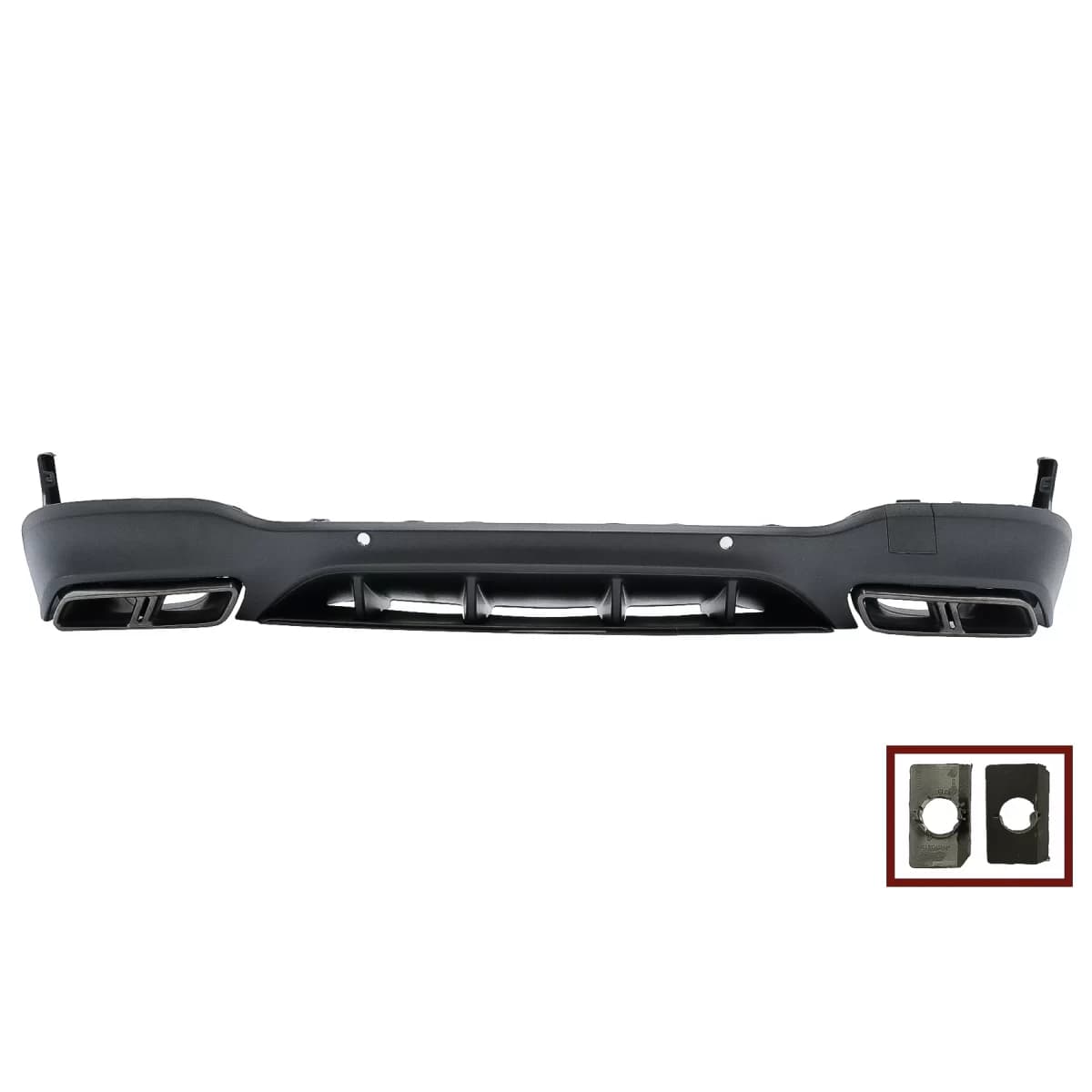 Rear Diffuser with Exhaust Muffler Tips suitable for Mercedes GLC X253 SUV (2015-07.2019) Night Package Design