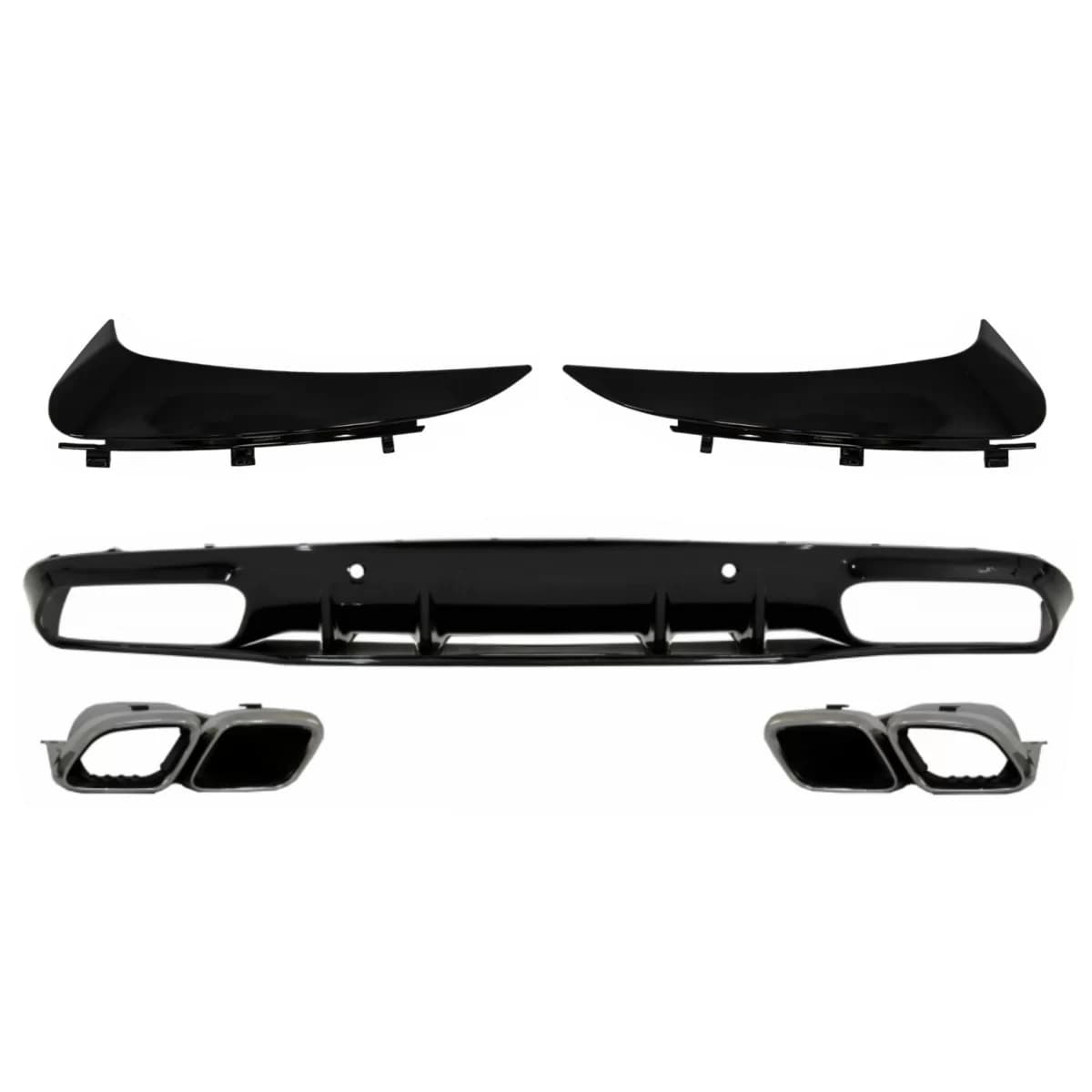 Bumper Valance Diffuser with Rear Bumper Flaps suitable for Mercedes C-Class C205 A205 Coupe Cabriolet (2014-2019) Facelift C63S Design