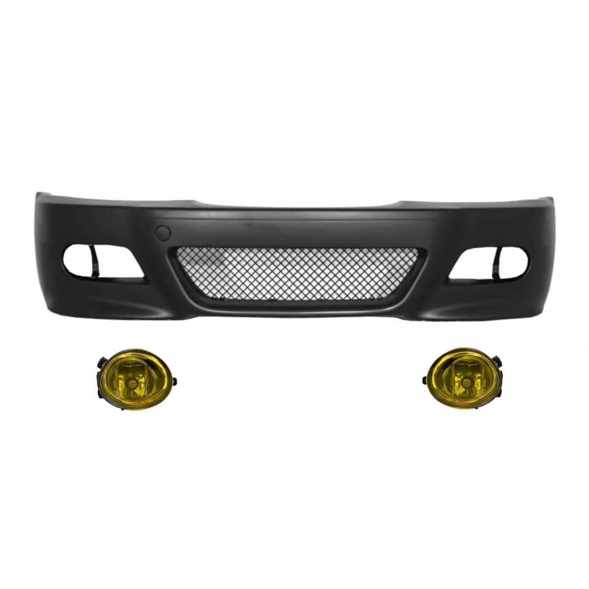 Front Bumper with Fog Lights Yellow suitable for BMW 3 Series Coupe Cabrio Sedan Estate E46 (1998-2004) M3 Design