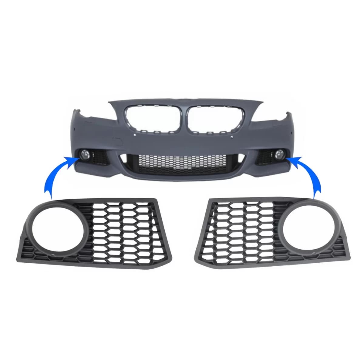 Side Grilles Fog Lights Covers Left /Right suitable for BMW 5 series F10 F11 (2010-up) Only M-Technik Design Bumper