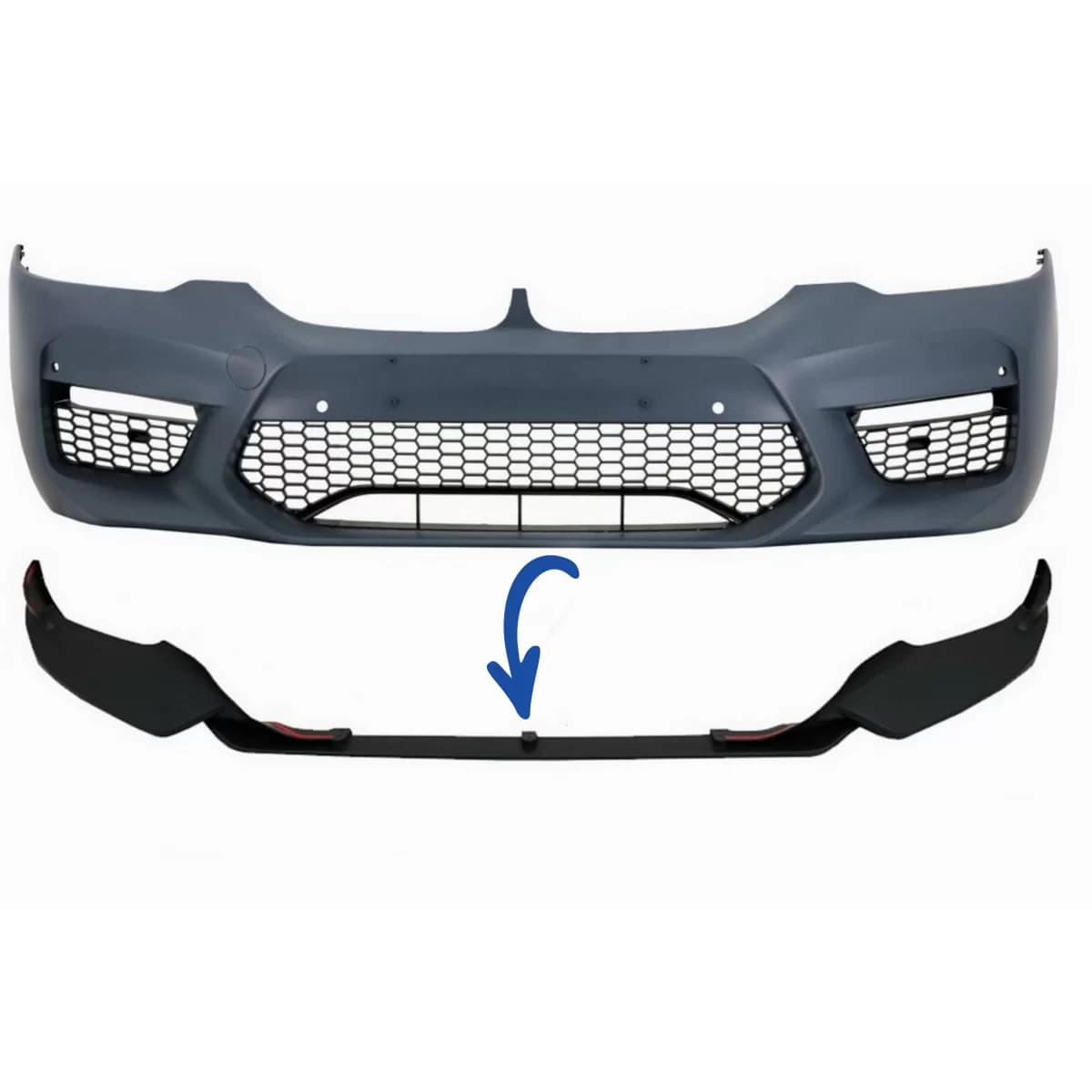 Front Bumper Spoiler suitable for BMW 5 Series G30 G31 Limousine Touring (2017-up) M5 Design Black