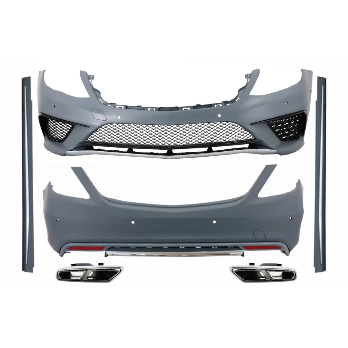 Body Kit with Exhaust Muffler Tips Chrome suitable for Mercedes S-Class W222 (2013-06.2017) S63 Design