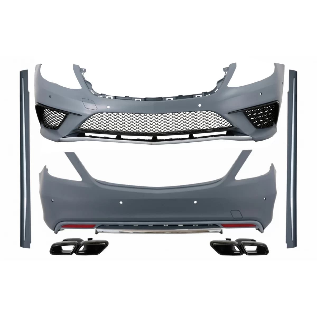 Body Kit with Exhaust Muffler Tips Black suitable for Mercedes S-Class W222 (2013-06.2017) S63 Design