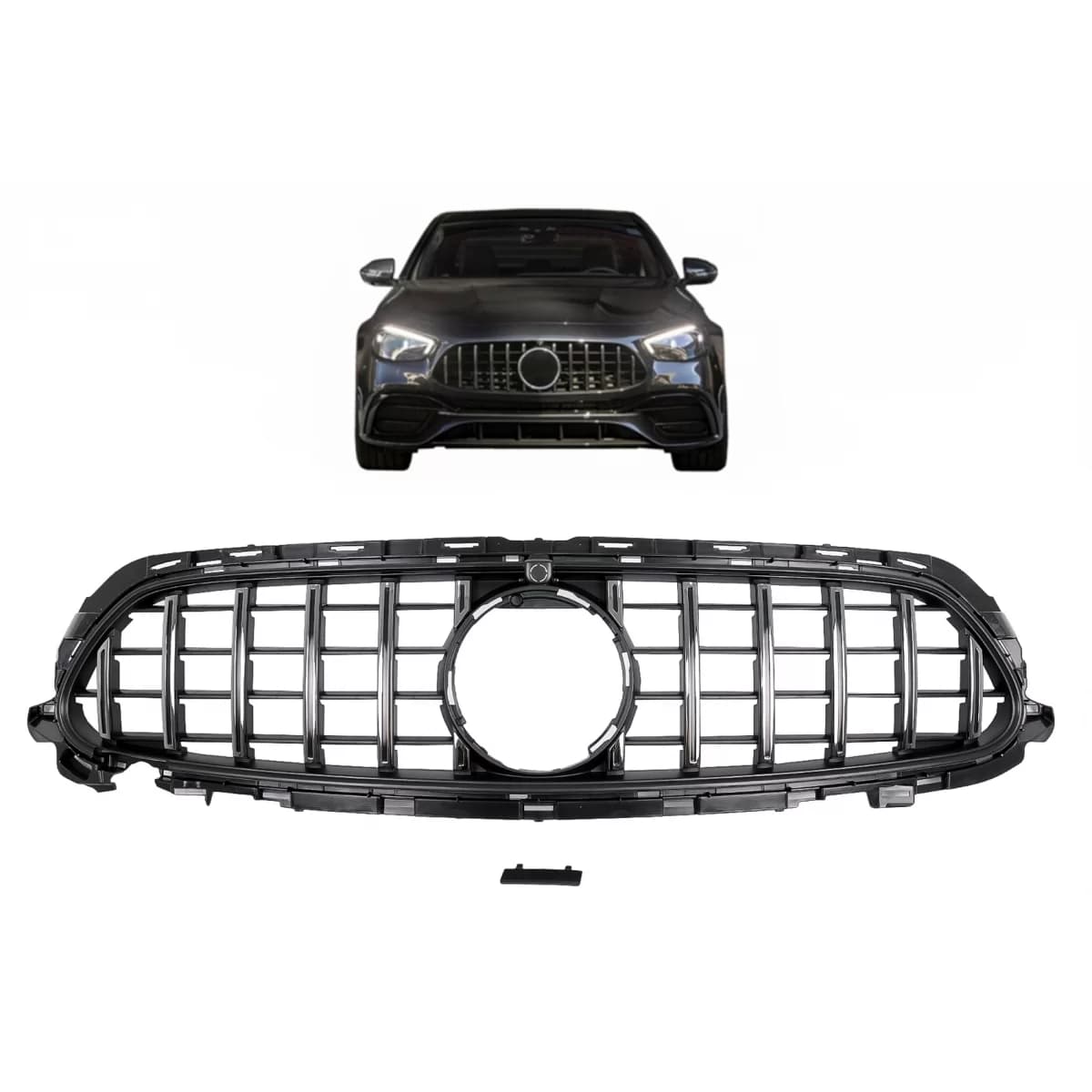 Central Grille suitable for Mercedes E-Class Facelift W213 S213 C238 A238 Sport Line (2020-Up) GT-R Panamericana Design Chrome