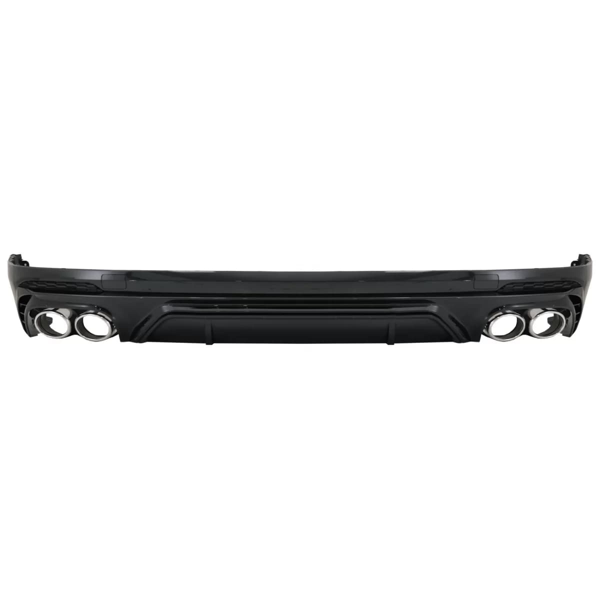 Rear Bumper Spoiler Valance Diffuser Double Outlet suitable for Audi Q5 SUV FY S-Line (2018-2020) with Silver Exhaust Muffler Tips