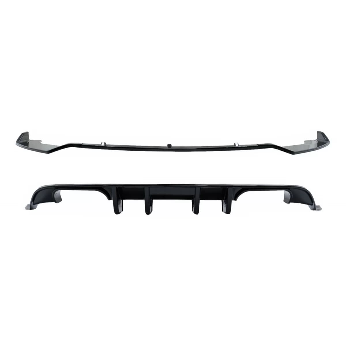 Rear Bumper Air Diffuser with Front Bumper Lip Extension Spoiler suitable for VW Golf 7.5 (2017-2019) R Look Piano Black