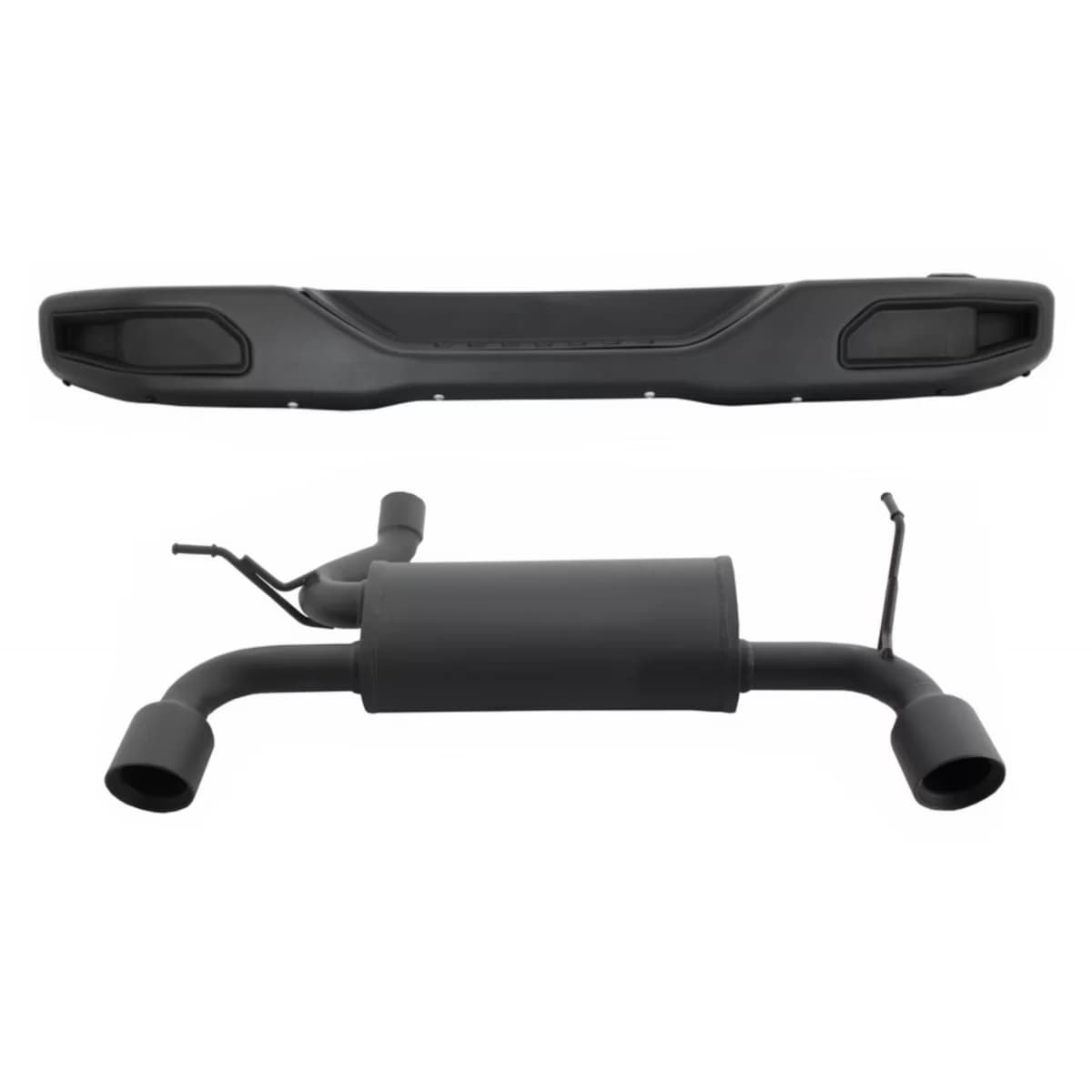 Metal Rear Bumper with Complete Exhaust System Axle-Back suitable for Jeep Wrangler Rubicon JK (2007-2017) Double Exhaust Evacuation