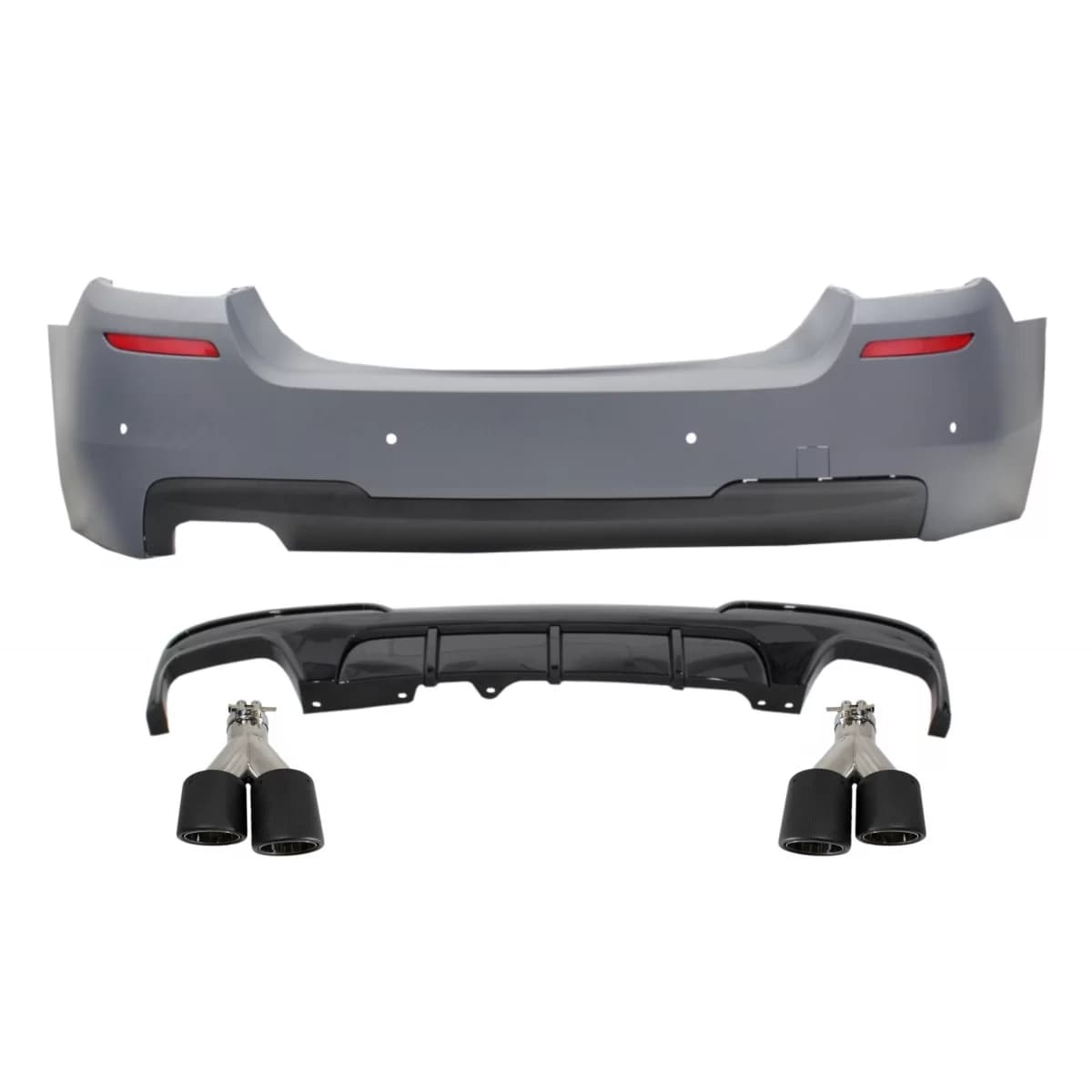 Rear Bumper with Diffuser and Dual Twin Exhaust Tips Carbon suitable for BMW 5 Series F10 (2011-2017) M-Performance Design