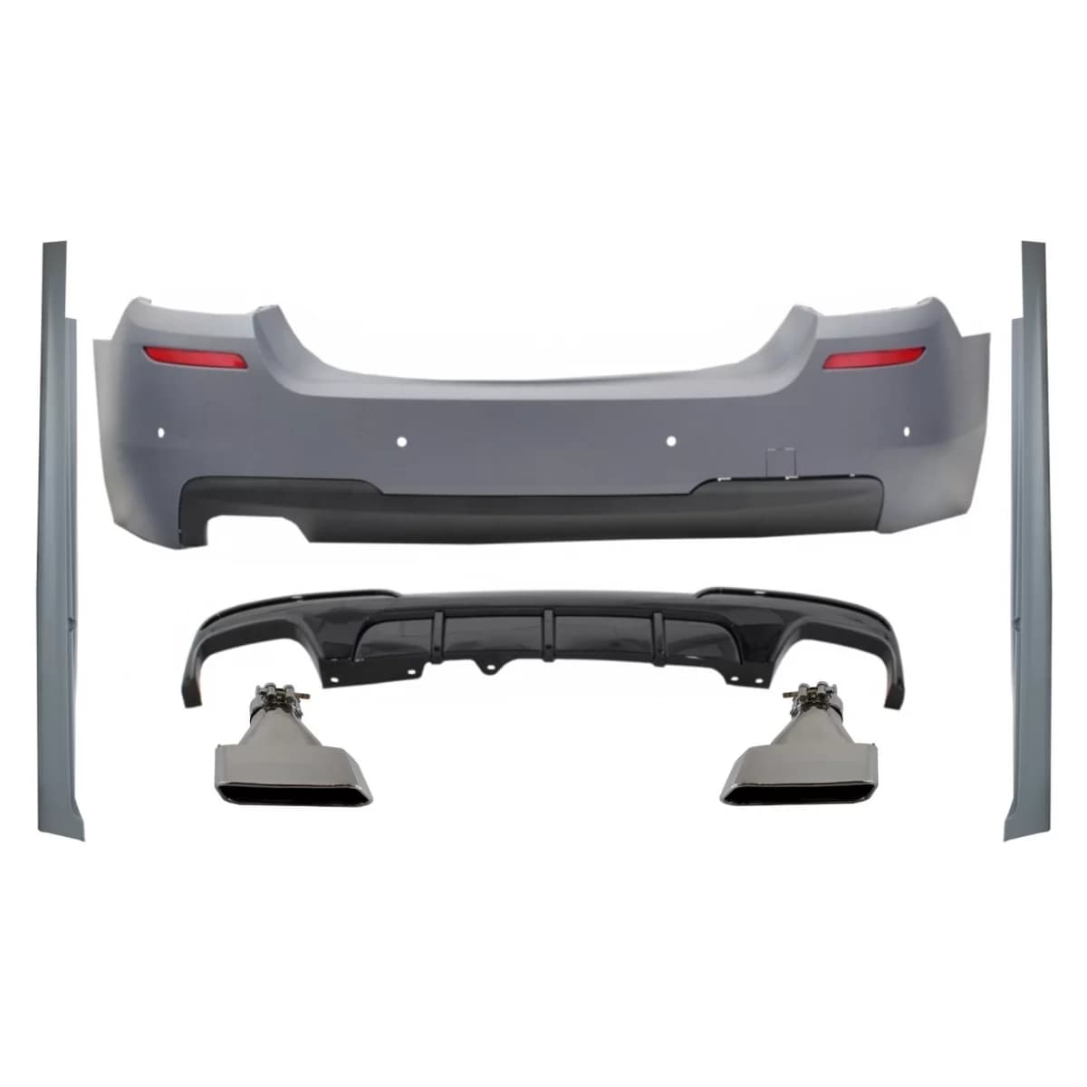 Rear Bumper & Side Skirts with Diffuser and Exhaust Tips Aluminium suitable for BMW 5 Series F10 (2011-2017) M-Performance Design