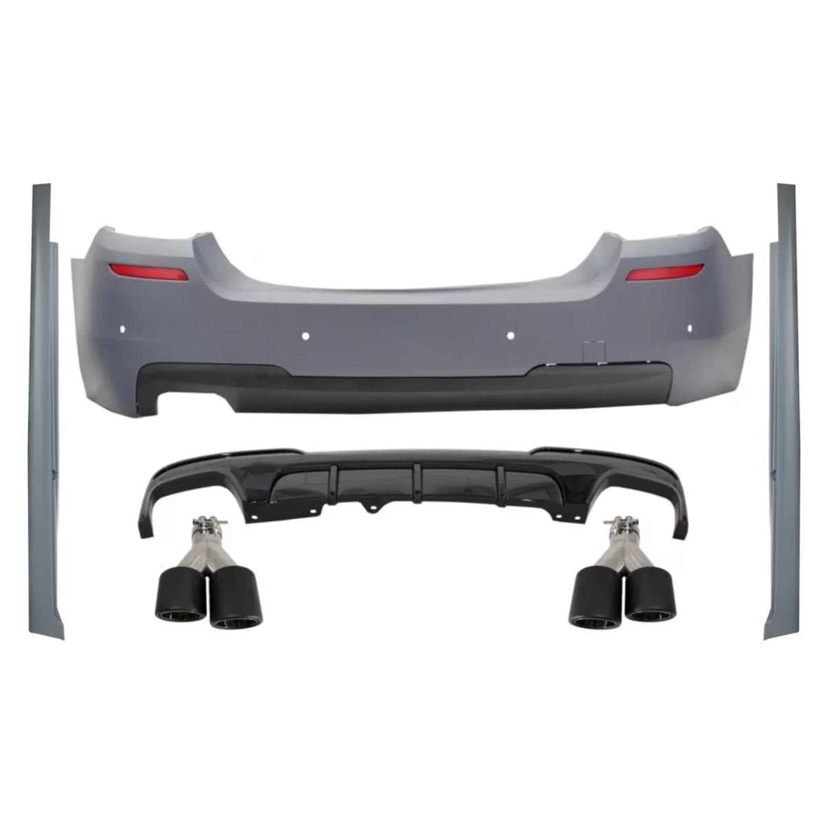 Rear Bumper suitable for BMW 5 Series F10 (2011-2017) Side Skirts with Diffuser and Dual Twin Exhaust Tips Carbon M-Performance Design