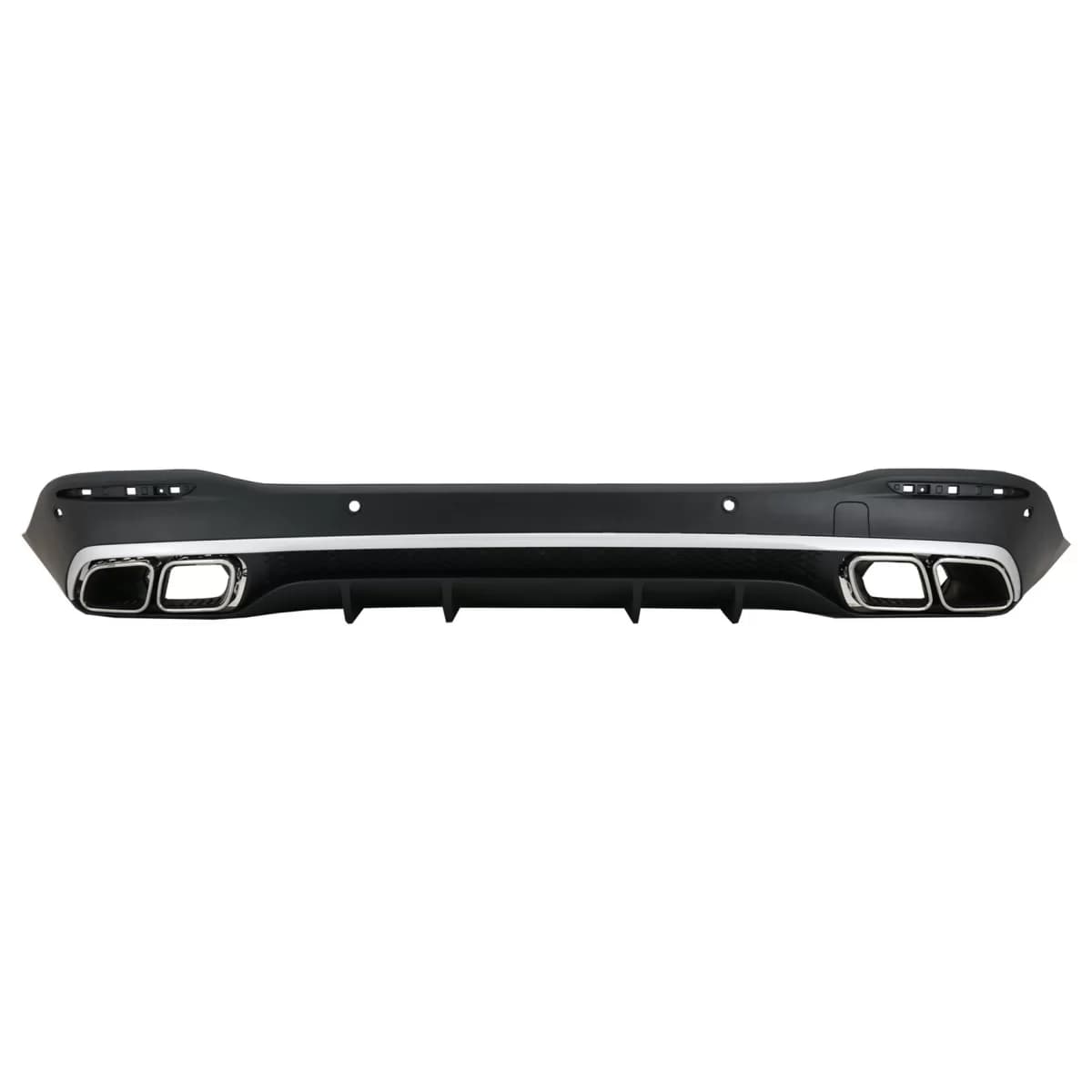 Rear Diffuser with Silver Exhaust Muffler Tips suitable for Mercedes GLE W167 SUV V167 Sport Line (2019-Up) GLE 63 Design