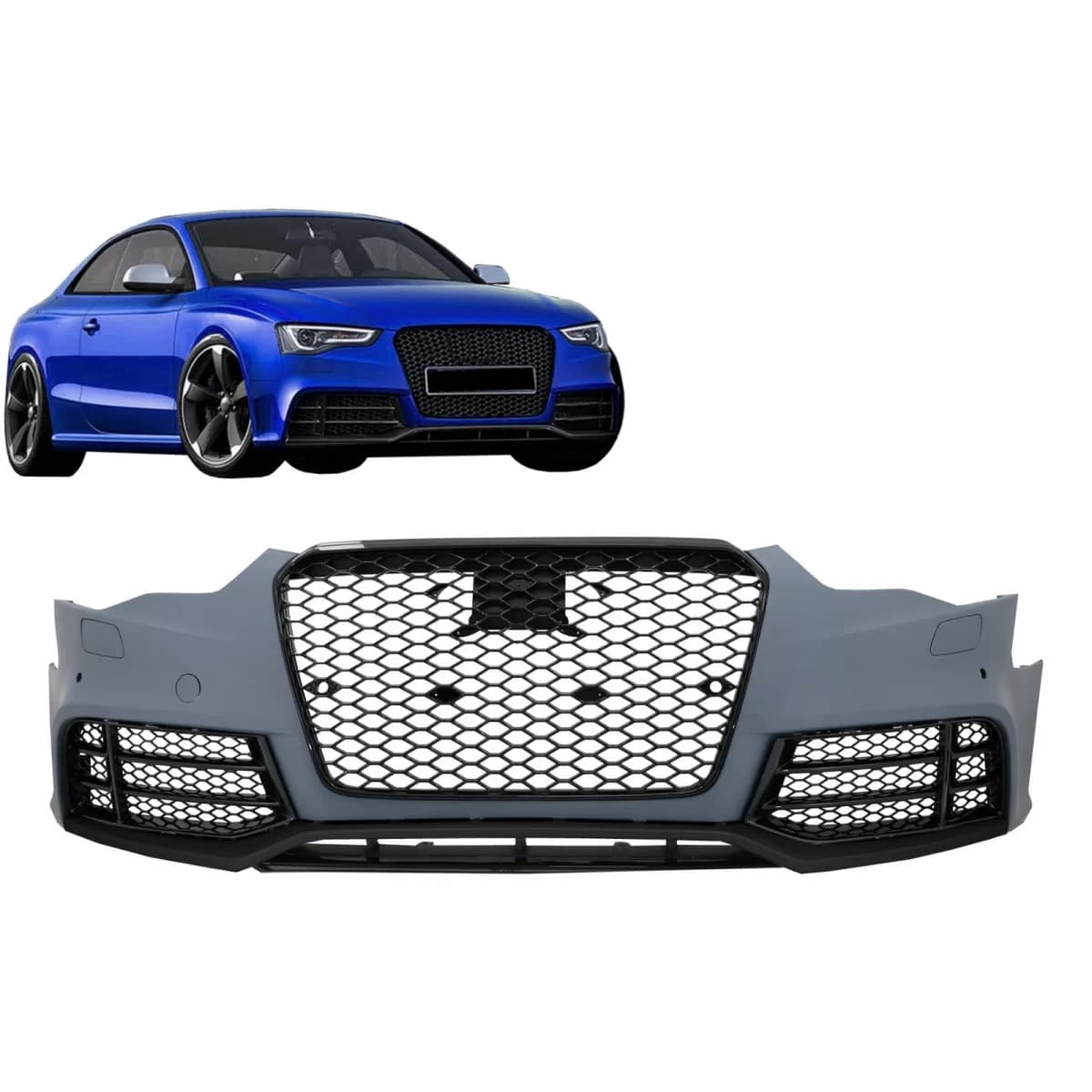 Front Bumper suitable for Audi A5 8T Facelift (2012-2016) RS5 Design with Honeycomb Grilles
