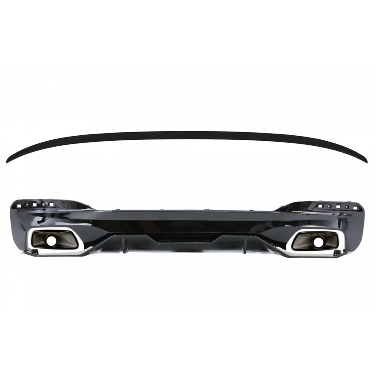 Diffuser With Exhaust Tips and Trunk Boot Spoiler suitable for BMW 5 Series G30 Limousine (2017-up) 540 M Performance Look Black