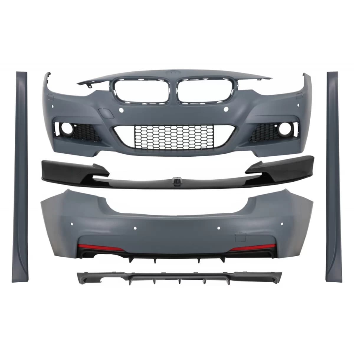 Complete Body Kit with Front Spoiler Splitter and Diffuser suitable for BMW 3 Series F30 (2011-2019) M-Performance Design Carbon