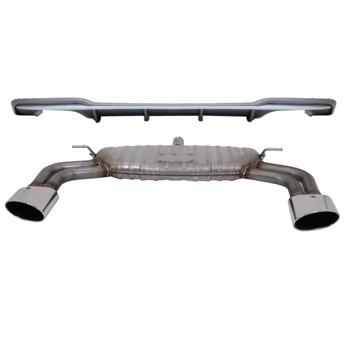 Rear Bumper Valance Diffuser with Exhaust System suitable for Audi A3 8V Facelift Sedan Convertible (2016-2019) S3 Design only for S Line