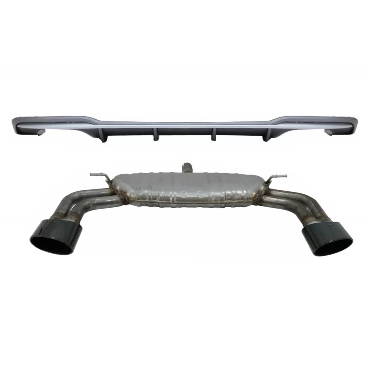 Rear Bumper Valance Diffuser with Exhaust System Piano Black suitable for Audi A3 8V Facelift Sedan Convertible (2016-2019) S3 Design only for S-Line Bumper
