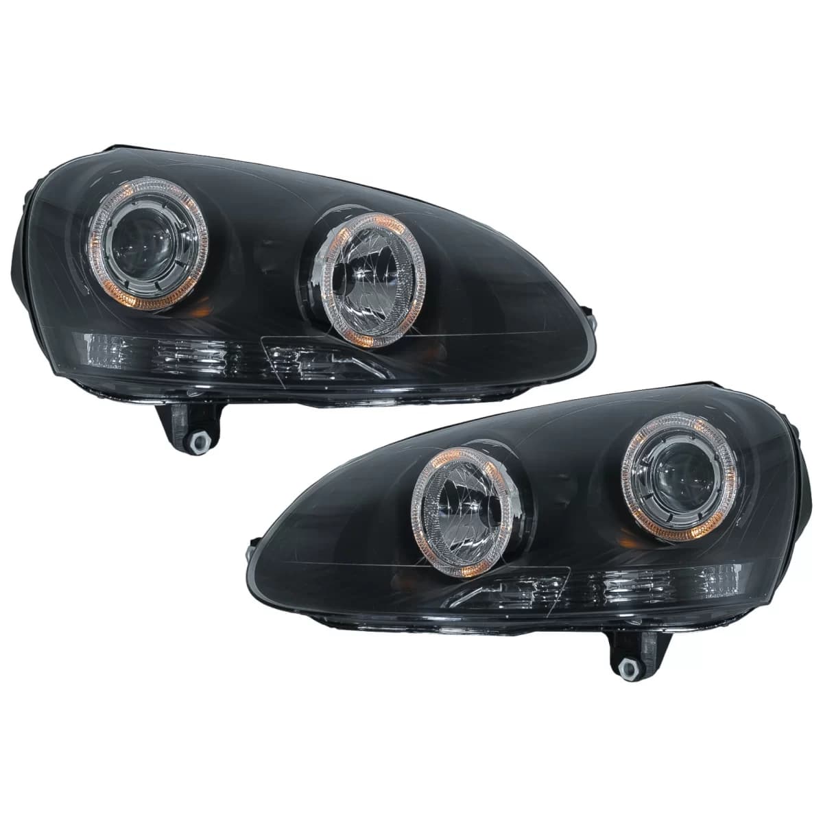 Headlights Angel Eyes Dual Halo Rims suitable for VW Golf 5 V (2003-2007) LHD or RHD Black