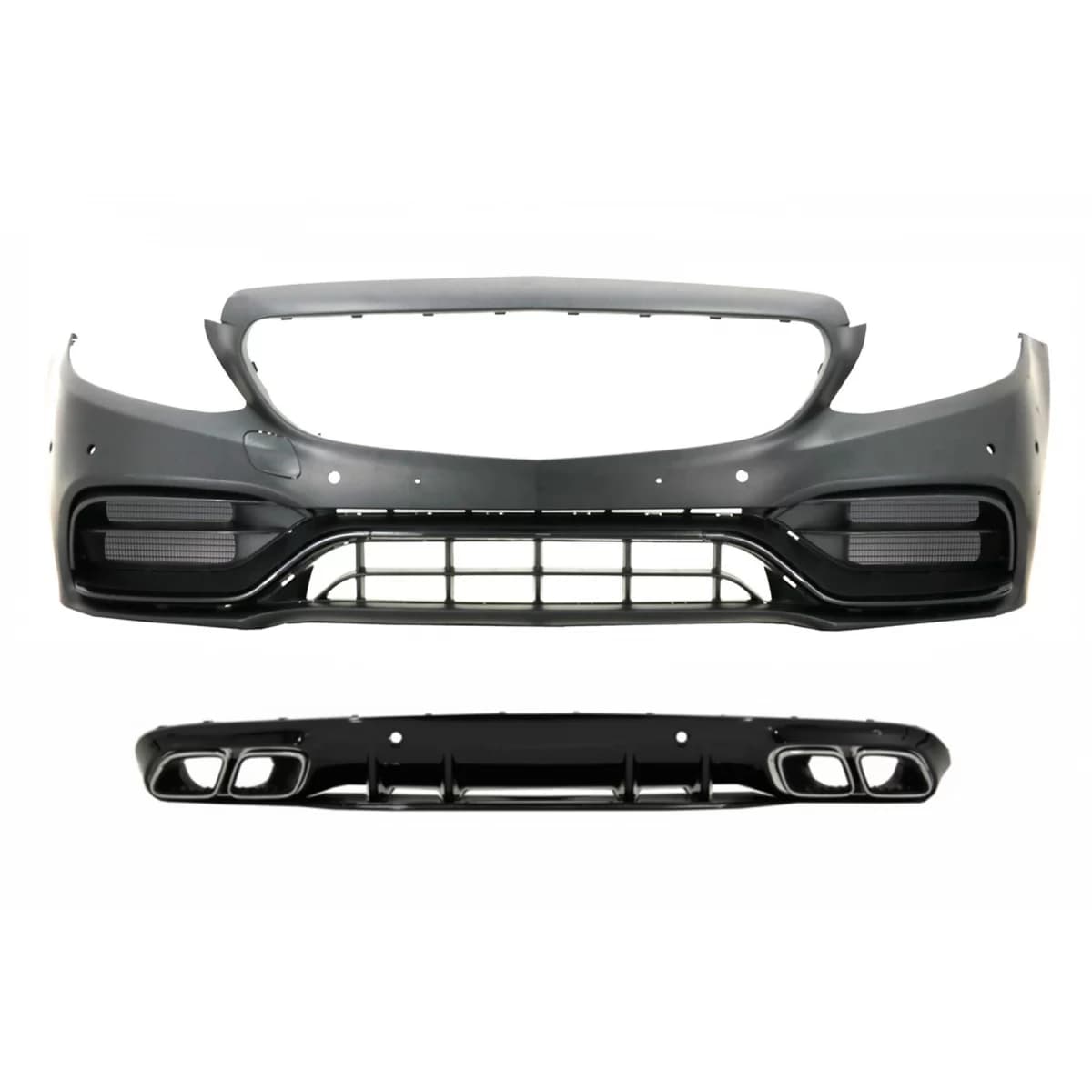 Front Bumper with Diffuser suitable for Mercedes C-Class A205 Cabriolet C205 Coupe (2014-2019) C63 Design