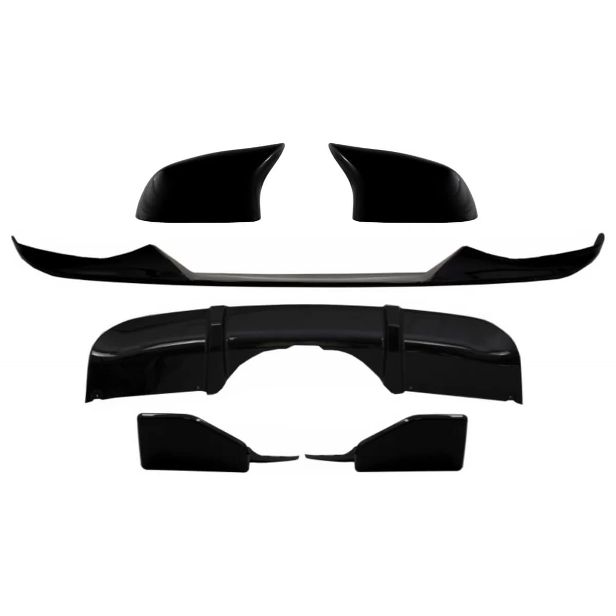 Body Kit Front Bumper Lip and Air Diffuser and Mirror Covers suitable for BMW X5 F15 (2014-2018) Aero Package M Technik Sport Design Piano Black