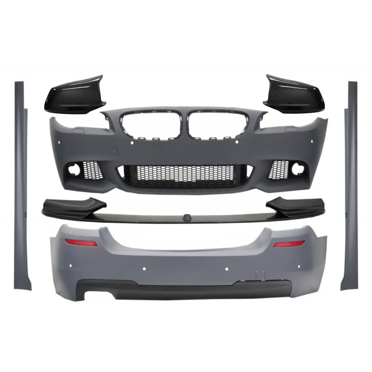 Body Kit with Spoiler Lip and Mirror Covers suitable for BMW 5 Series F10 Non LCI (2011-2014) M Design Carbon