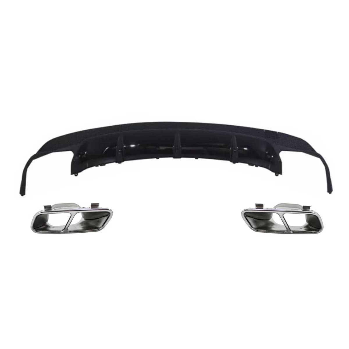 Rear Diffuser with Exhaust Muffler Tips Chrome suitable for Mercedes CLA W117 X117 Shooting Brake (2013-2018) Sport Pack