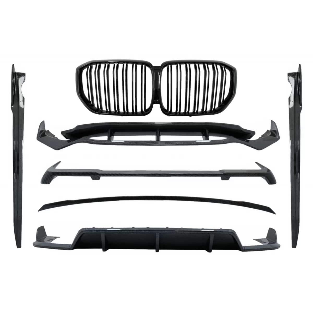 Aero Body Kit Carbon Fiber with Central Kidney Grilles Piano Black suitable for BMW X5 G05 (2018-2022) M-Tech Black Knight Design