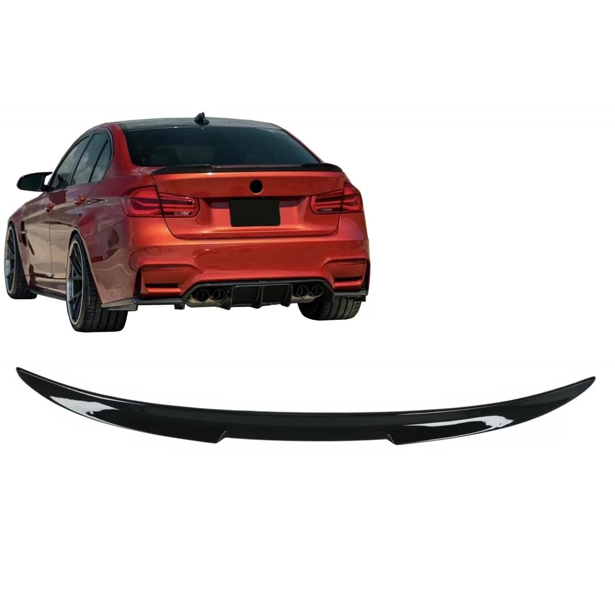 Trunk Spoiler suitable for BMW 3 Series F30 F80 M3 Sedan (2011-2019) Piano Black