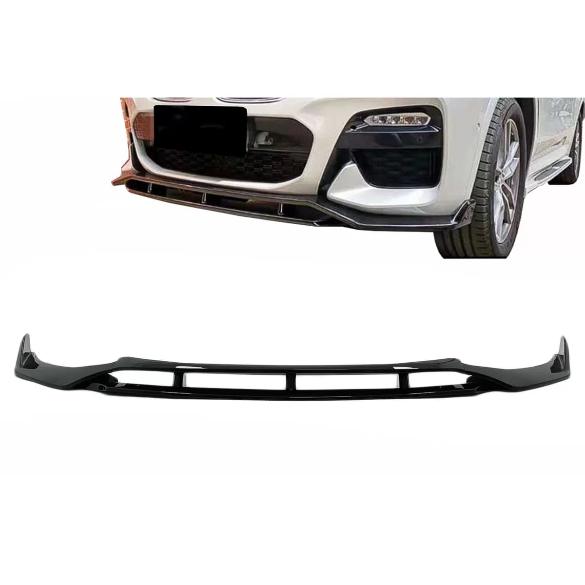 Front Bumper Spoiler Lip suitable for BMW X4 G02 X4M M Sport (2018-Up) Piano Black