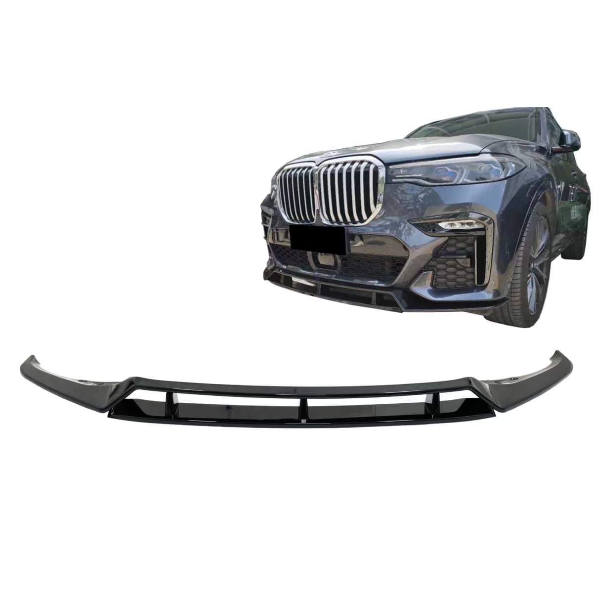 Front Bumper Spoiler Lip suitable for BMW X7 G07 LCI M Sport (2020-Up) Piano Black