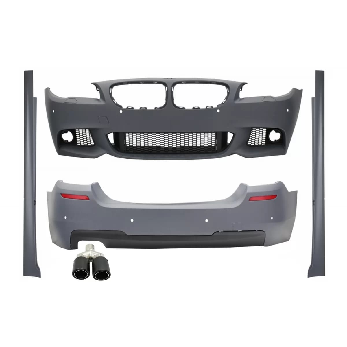 Body Kit with Exhaust Muffler Tip Matte Carbon Fiber Inlet 5.8 cm Left Side suitable for BMW 5 Series F10 (2011-2014) M-Technik Design