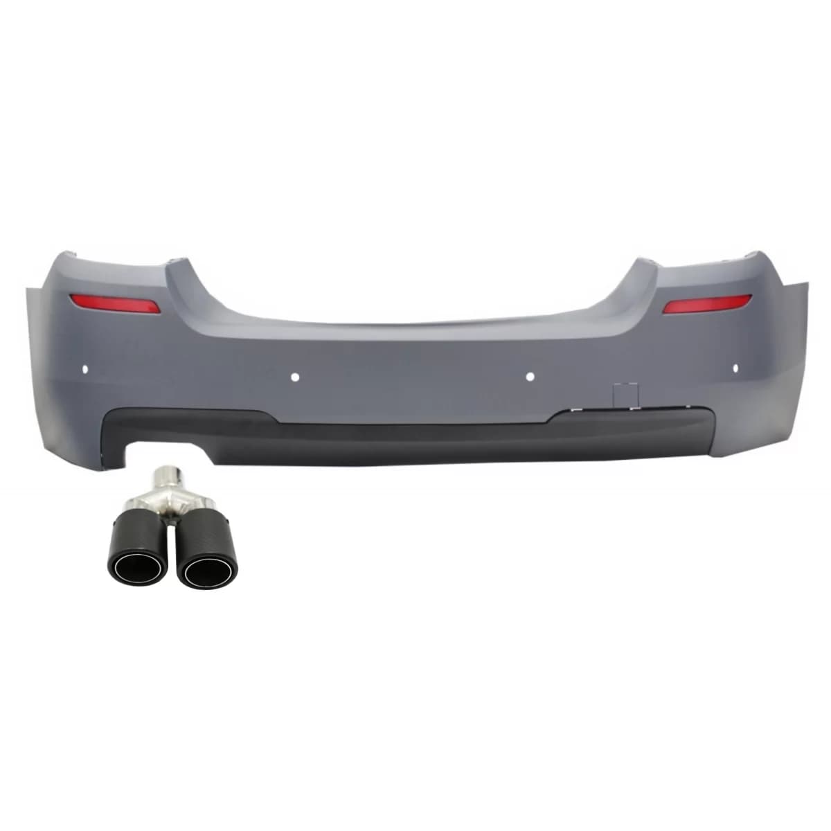 Rear Bumper suitable for BMW 5 Series F10 (2011-2017) M-Technik Design with Exhaust Muffler Tip Matte Carbon Fiber