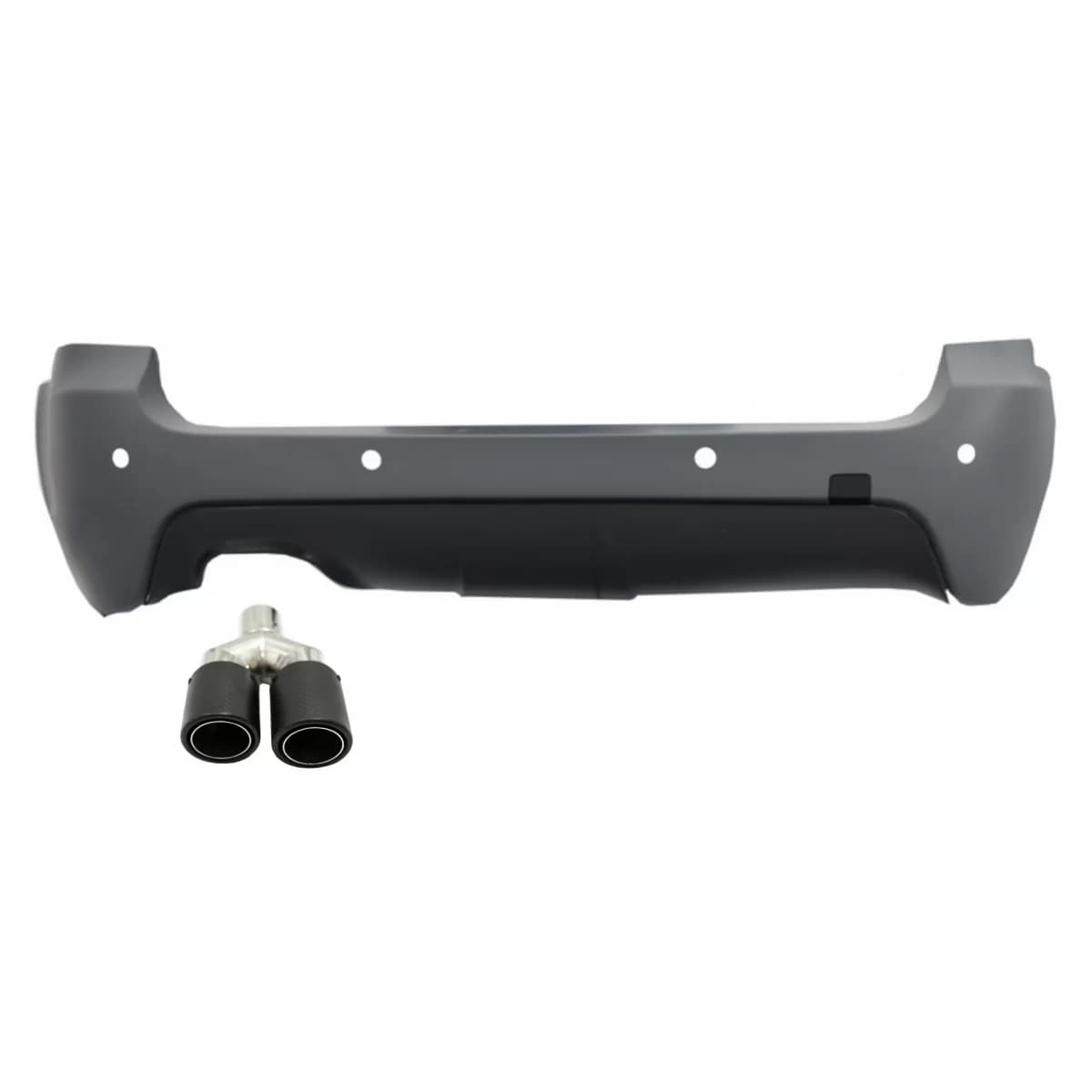 Rear Bumper with Exhaust Muffler Tip Matte Carbon Fiber suitable for BMW 5 Series E61 Touring (2003-2007) M-Technik M-tech Sport Design