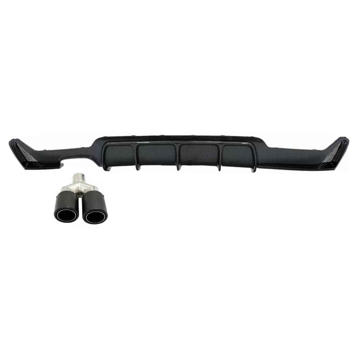 Rear Bumper Diffuser with Exhaust Muffler Tip Matte Carbon Fiber suitable for BMW 4 Series F32 F33 F36 (2013-2019) M Design
