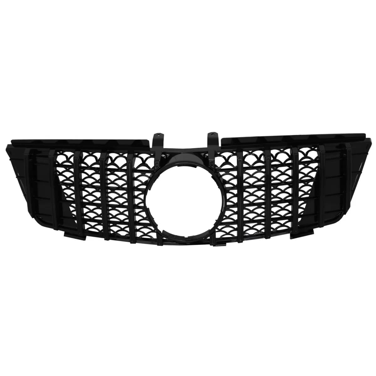 Central Front Grille suitable for Mercedes ML W164 (2005-2008) GT-R Panamericana Design Piano Black