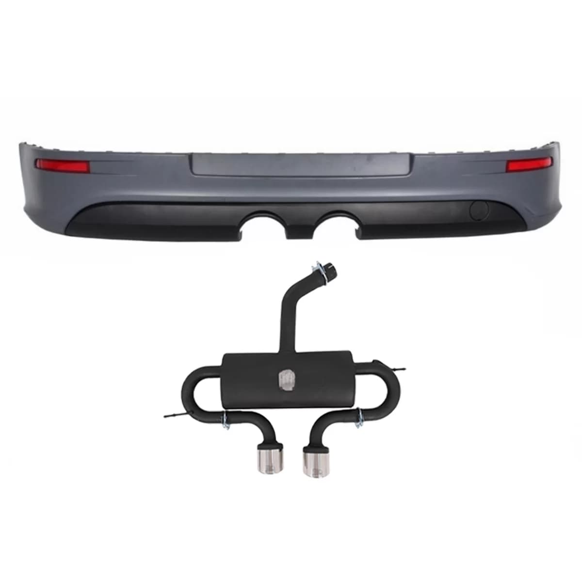 Rear Bumper Extension with Complete Exhaust System Catback suitable for VW Golf 5 V (2003-2007) R32 Look