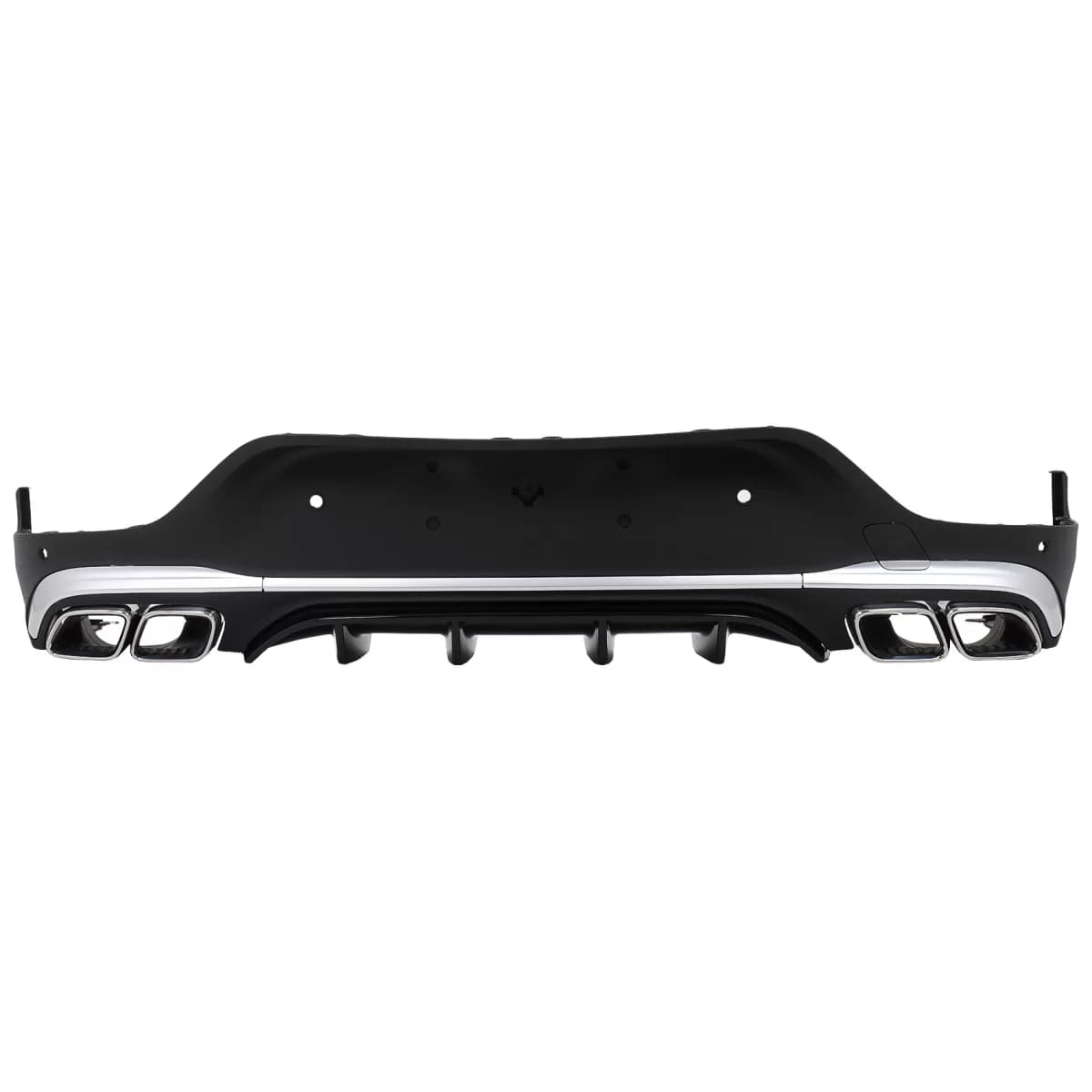 Rear Diffuser with Exhaust Silver Muffler Tips suitable for Mercedes GLC Coupe Facelift C253 (2020-) GLC63 Design