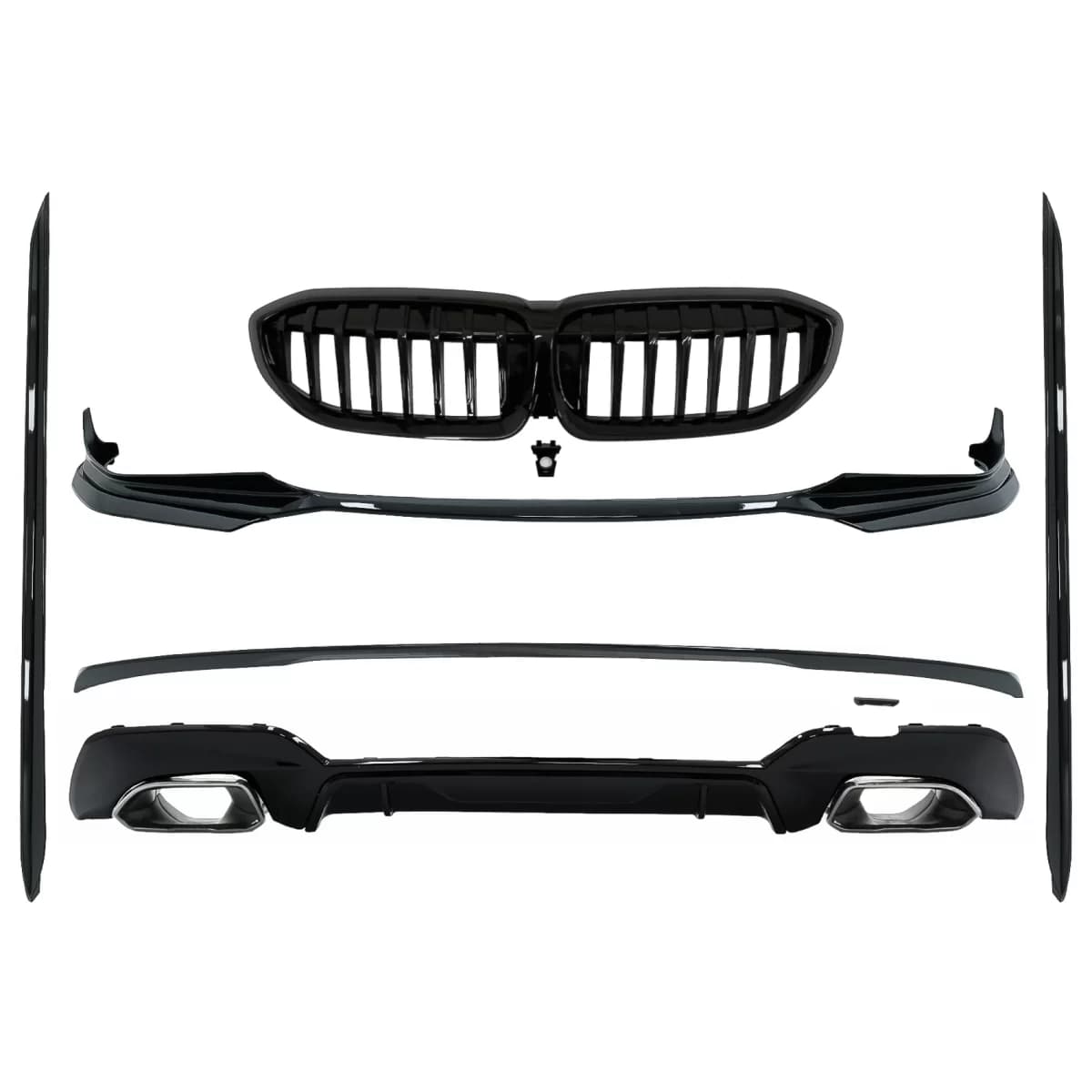 Complete Body Kit Extensions suitable for BMW 3 Series G20 Sedan (2018-2022) M340i Design Silver Tips