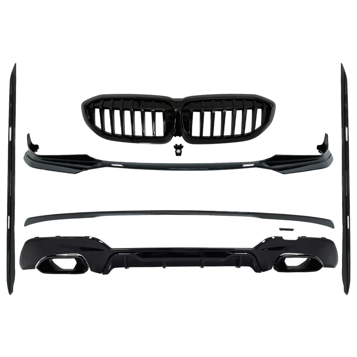 Complete Body Kit Extensions suitable for BMW 3 Series G20 Sedan (2018-2022) M340i Competition Design Black Tips
